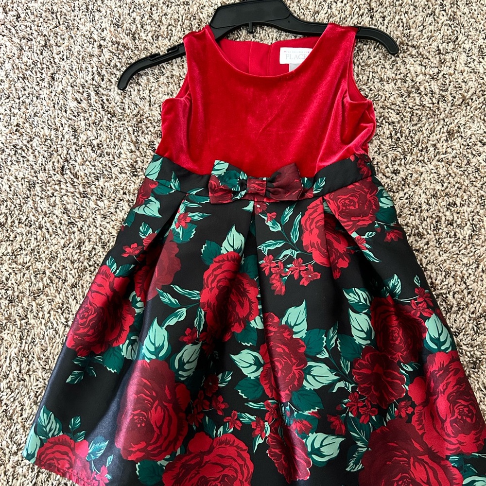 The Children's Place Red and Green Fit and Flare Dress